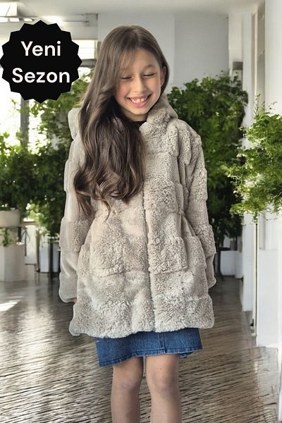 QUB CLUB Girl's Lined White Lined Plush Jacket Coat Coat