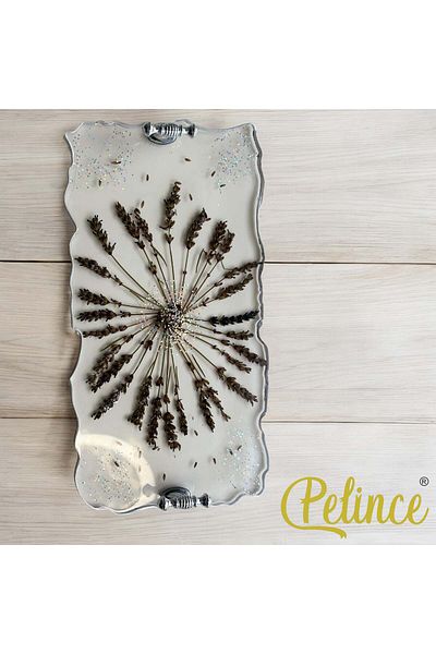 Home Epoxy Resin Floral Tray - Lavender - Width: 16 cm Length: 30 cm