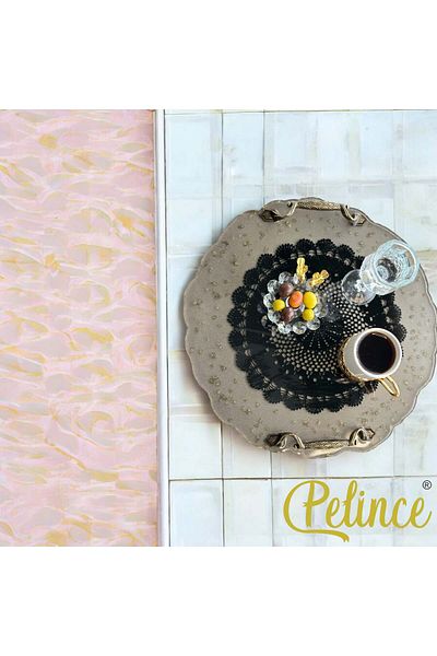 Home Epoxy Resin Lace Tray - Black Lace with Gold Stones - Diameter 30 cm
