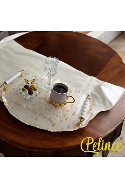Home 34 cm Square Lace Tray - 24 cm Gold Sheet Epoxy Resin