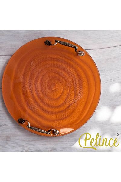 Home Epoxy Resin Lace Tray - Lace Copper Color - Diameter: 30 cm