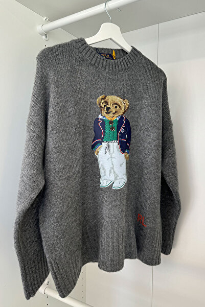 MAGARDE Anthracite Oversize Teddy Bear Printed Sweater