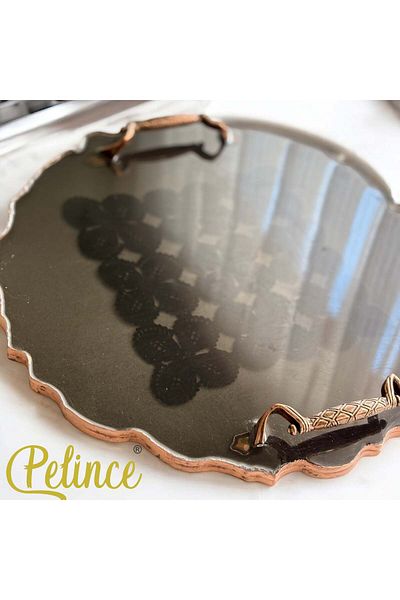 Home Epoxy Resin Lace Tray - Black Square Lace - Diameter: 30 cm