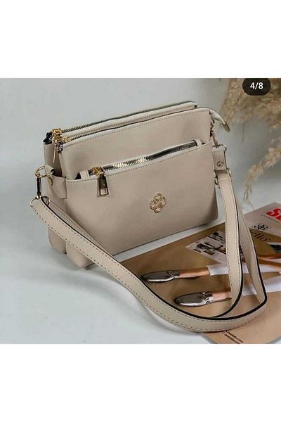 MAC&MOS Women's Cream 3 Compartment Shoulder Bag