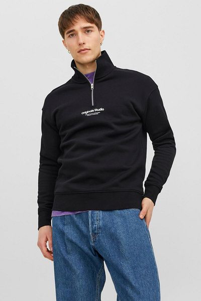 Jack & Jones Jorvesterbro Sweat Quarter Zip Hn Noos Sweat pentru bărbați 12241777   Negru