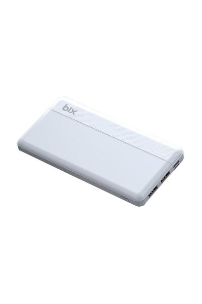 Bix 10000mah Çift Usb Çıkışlı Ve Led Bildirimli Portatif Powerbank Beyaz