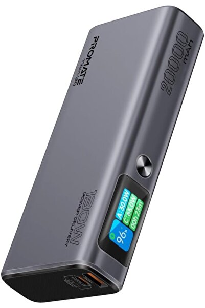 Promate Titan-130 20000mAh Power Bank, 130W PD, TFT LCD