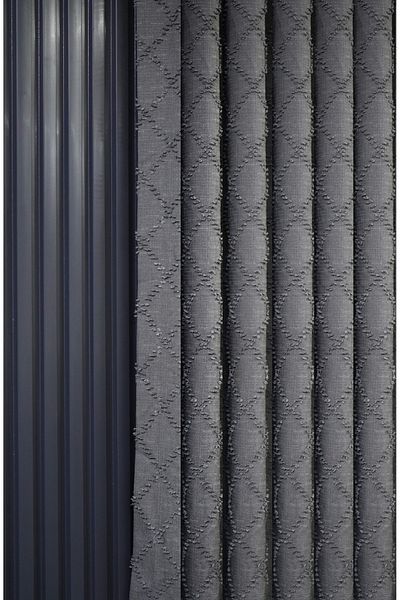 OnyxHome Lorenzo Linen Bearded Background Curtain Gray (1/3 Thick Pleat)