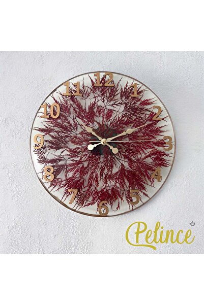 Home ساعة حائط مصنوعة من راتنجات الإيبوكسي - خشب ياباني أحمر - ضياء: 30 سم