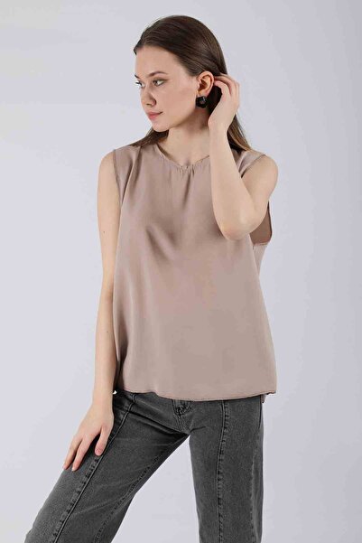 ZÜLAYS Sıfır Kol Kısa İçlik Koyu Vizon