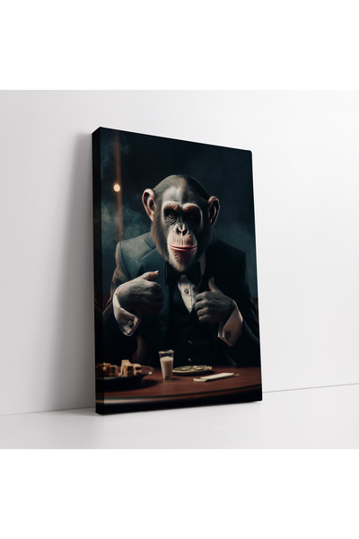 KOSS Dijital Pictură decorativă pe pânză cu maimuță în costum, decor pentru s...