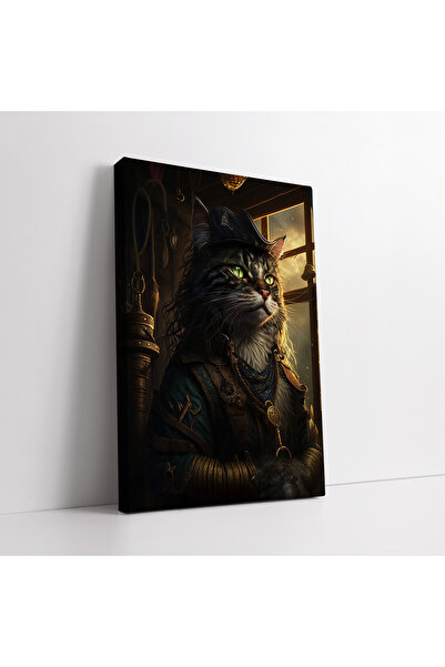 KOSS Dijital Pictură decorativă pe pânză cu portret de pirat pisică cu navă pirat și pisică pictură pentru camera de joacă pentru adolescenți