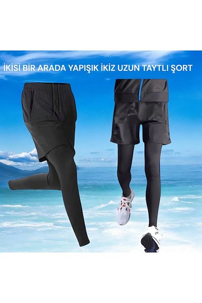 Gök Sports Ανδρικό κολάν σορτς γυμναστικής μπάσκετ τρέξιμο ποδόσφαιρο 2 σε 1 ποδόσφαιρο μακρύ κολάν σορτς μακρύ παντελόνι
