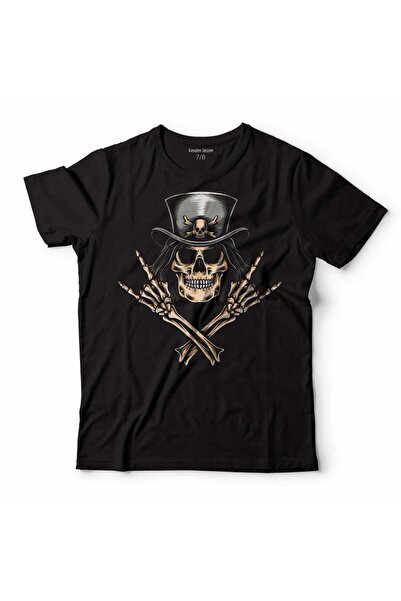 Kendim Seçtim تي شيرت للأطفال على شكل جمجمة القراصنة جمجمة روك علامة النصر مي...