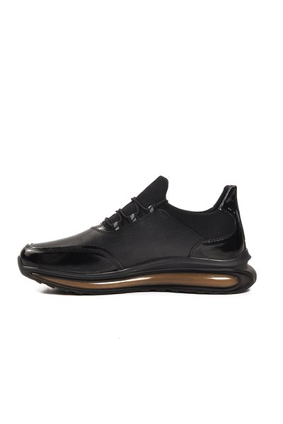 MARCOMEN Ayakmod Black-Black Patent Leather Men's Casual Shoes