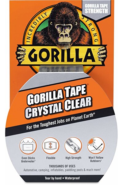 GORILLA GLUE شريط لاصق شفاف من جوريلا كريستال كلير، 1.88 بوصة × 9 ياردات، مقا...