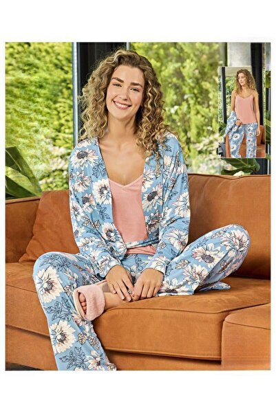 İpek Women's Triple Dressing Gown Pajama Set