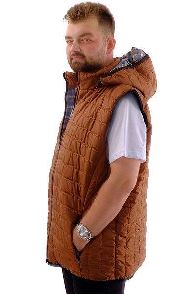 ModeXL Ανδρικό καπιτονέ γιλέκο Mode XL Plus Size U24702 Καφέ