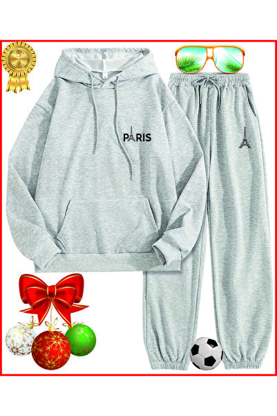 HOFFNUNG طقم بدلة رياضية بأرجل مطاطية كبيرة الحجم من Full HOODIE PARIS EIFFEL TOWER