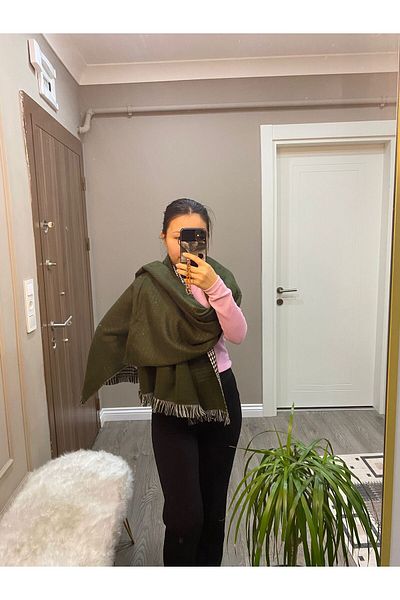 TREND Double Sided Plaid Wool Textured Scarf Shawl