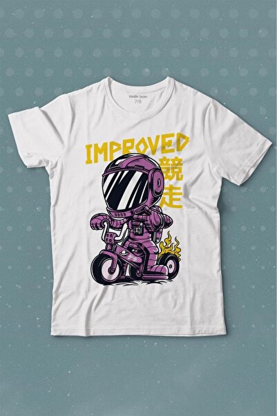 Kendim Seçtim Motor Bike Kide Motocross Improved Japanese Japanese Printed T-...