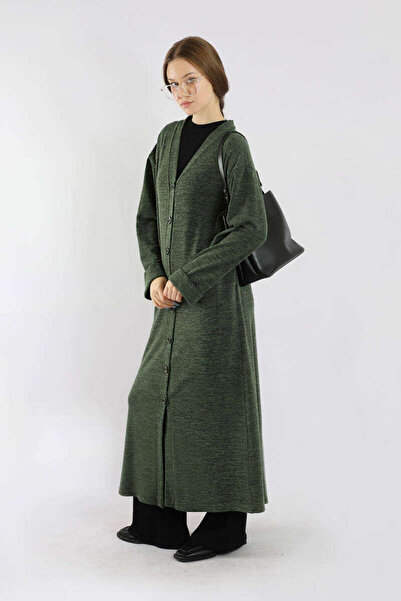 ZÜLAYS Arkadan Kuşaklı Triko Hırka Haki