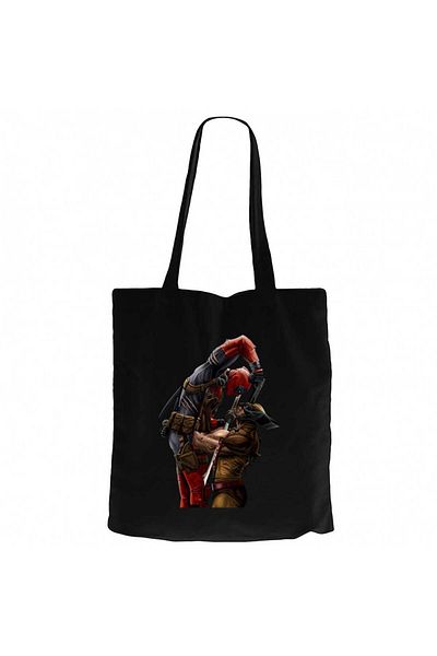 Z zepplin Deadpool Wolverine Black Canvas Tote Bag