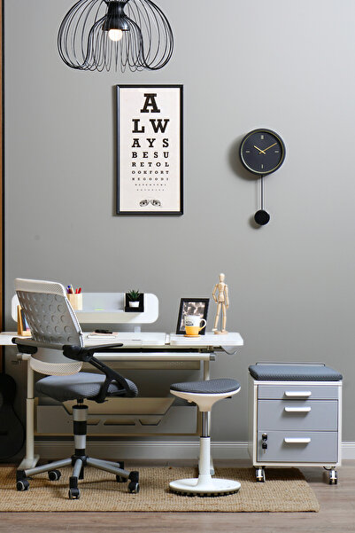 Creo Mobili Vega Standart Genç Odası Masası Yükseklik Ayarlı ve Çekmeceli Çalışma Masası - 130x70 Cm, Beyaz/Gri