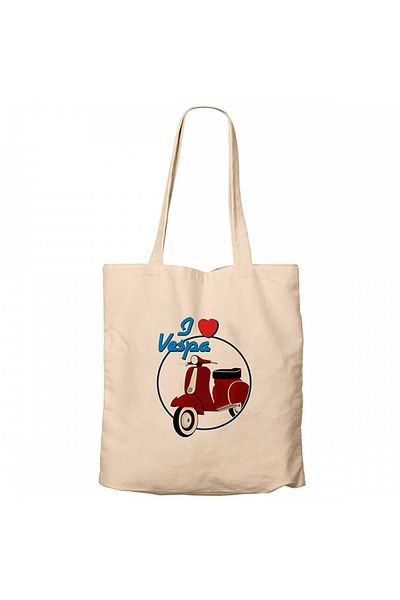 Z zepplin Vespa I Love Cream Canvas Tote Bag