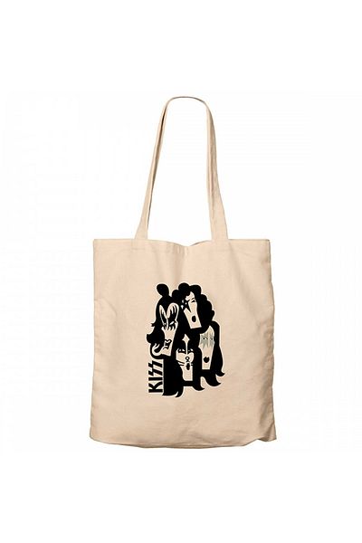 Z zepplin Kiss Cartoon Face Cream Canvas Tote Bag