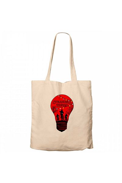 Z zepplin Stranger Things Lamp Cream Zippered Cloth Bag Gabardine