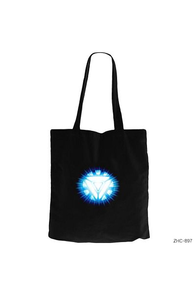 Z zepplin Iron Man Arc Reactor Μαύρη υφασμάτινη τσάντα με φερμουάρ Gabardine