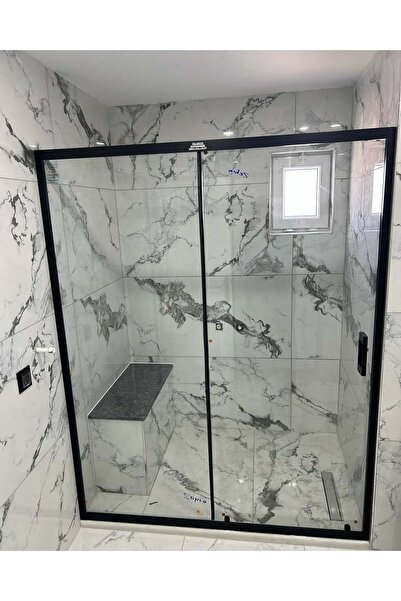 nokta duşakabin Teknesiz Cam Duşakabin 1 Sabit 1 Sürgülü Siyah Profilli SP113