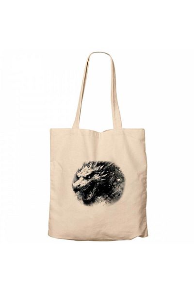Z zepplin Dragon Pencil Drawing Cream Zippered Cloth Bag Gabardine