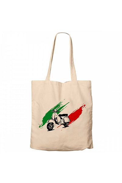 Z zepplin Vespa in Italy Cream Canvas Tote Bag