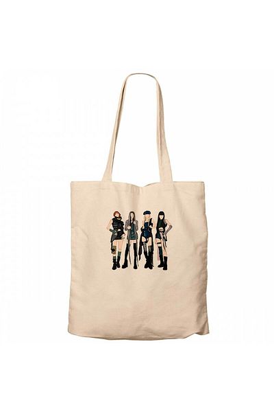 Z zepplin Blackpink Pink Venom Cream Zippered Cloth Bag Gabardine