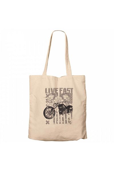Z zepplin Black Cruiser Motorcycle Cream Canvas Tote Bag