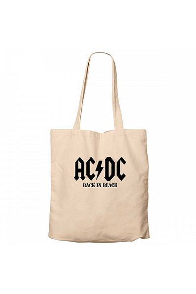 Z zepplin Ac Dc Back in Black Cream Zippered Cloth Bag Gabardine