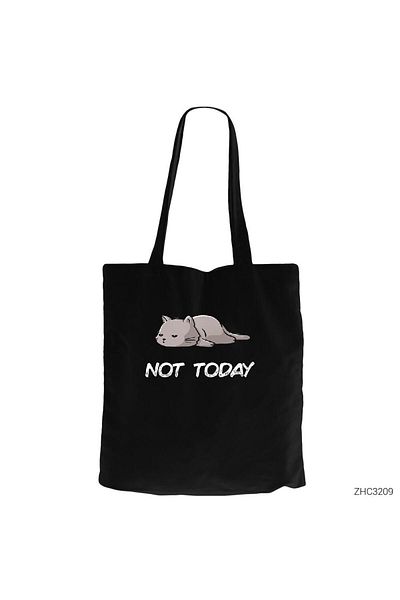 Z zepplin Cat - Not Today Black Canvas Tote Bag