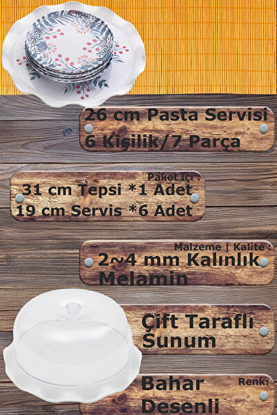 nazen MimHome Balerin Pasta Sunumu/7 Parça Kiraz:Ev Mutfak Pastacı,Kek Pasta Servis/6Kişilik