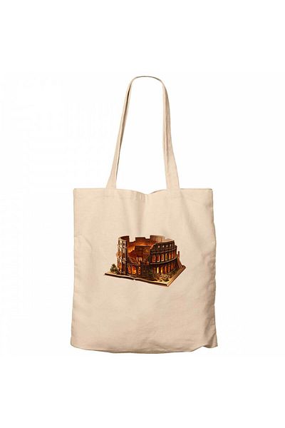 Z zepplin Roman View Book Cream Zippered Cloth Bag Gabardine