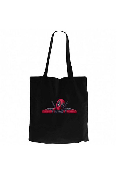 Z zepplin Deadpool Comics Μαύρη υφασμάτινη τσάντα με φερμουάρ Gabardine