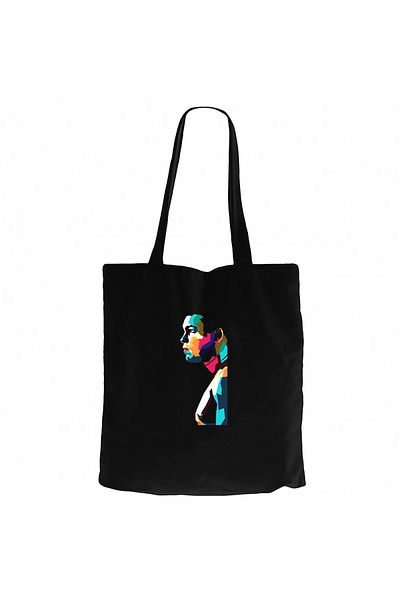 Z zepplin Muhammad Ali Portrait Black Canvas Tote Bag