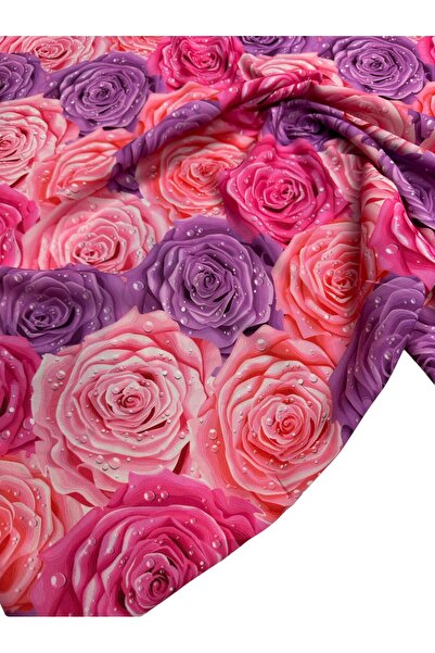 ipekkumaş Gül Desen Elbiselik Gömleklik Krep Kumaş Ürünümüz Adet Olarak Satıl...