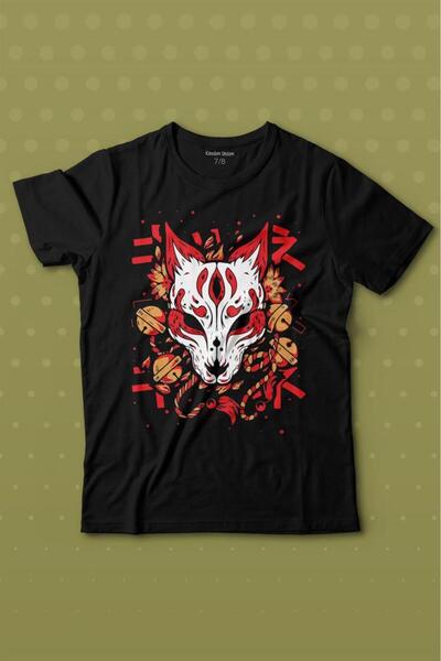 Kendim Seçtim Kitsune Mask Cultură Japoneză Japoneză Tricou imprimat Tricou p...