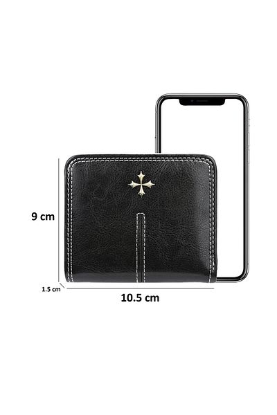 baellerry Black Mini Women's Wallet - Vegan Leather with Coin Eyes and Card Holder