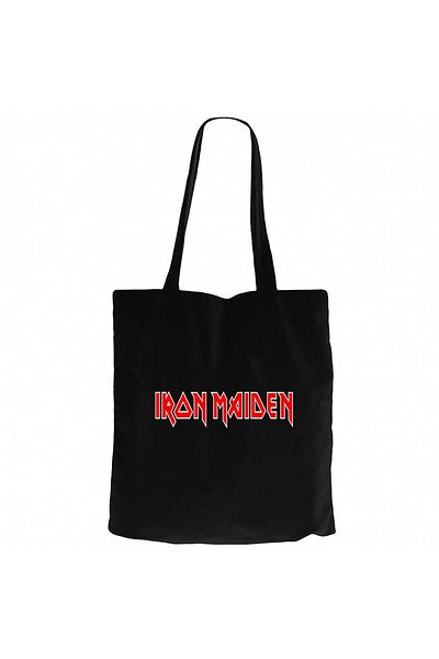 Z zepplin Iron Maiden Red Text Black Canvas Tote Bag