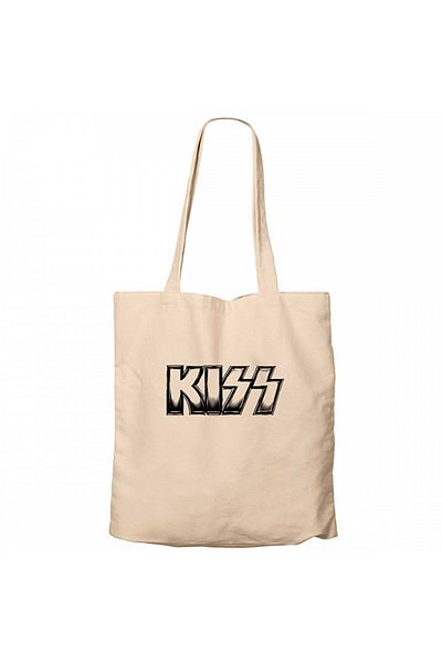 Z zepplin Kiss Metalic Logo Cream Zippered Cloth Bag Gabardine