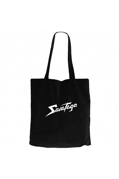 Z zepplin Savatage Logo Text Black Zippered Cloth Bag Gabardine