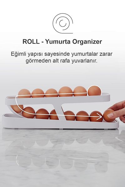 Fesya Home 2 Tier Roll Egg Storage and Refrigerator Organizer